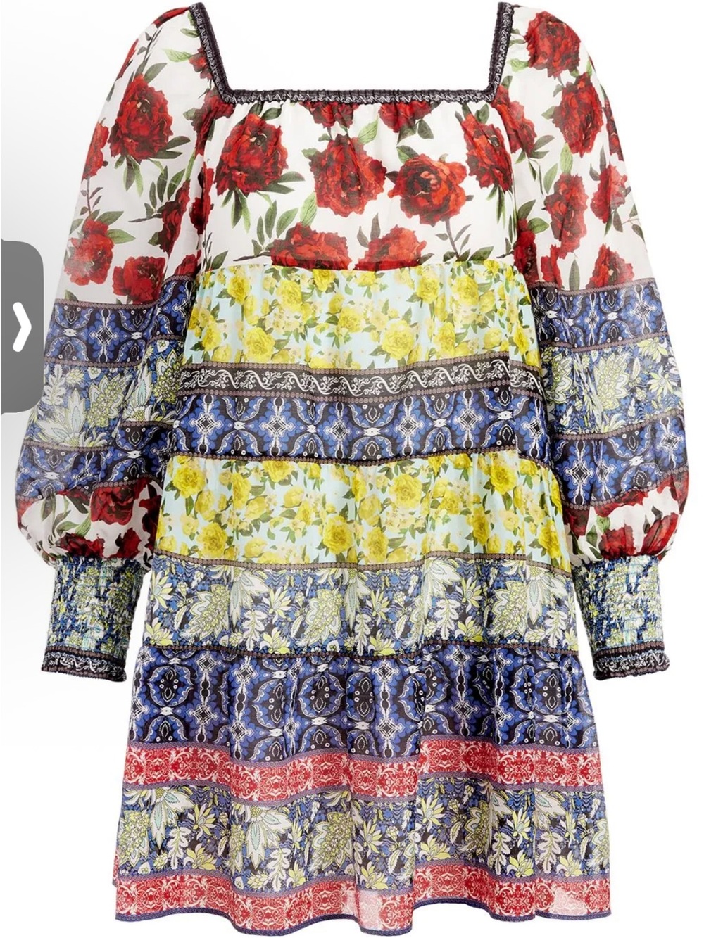 Alice + Olivia Rowen Patchwork in French Quarters Floral Tunic Dress Size Large - Picture 2 of 9